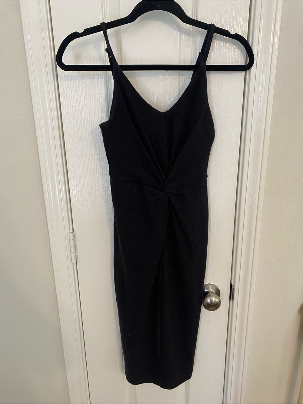 H&M Twist-Front Midi Slip Dress in Classic Black